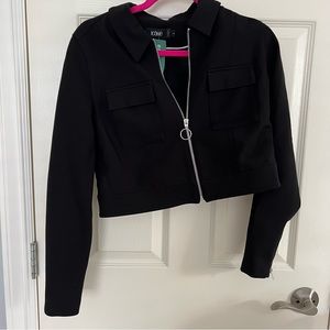 brand new black cropped zip up jacket size 6
